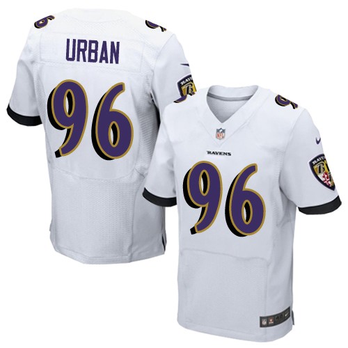 Men's Elite Brent Urban Nike Jersey White Road - #96 NFL Baltimore Ravens